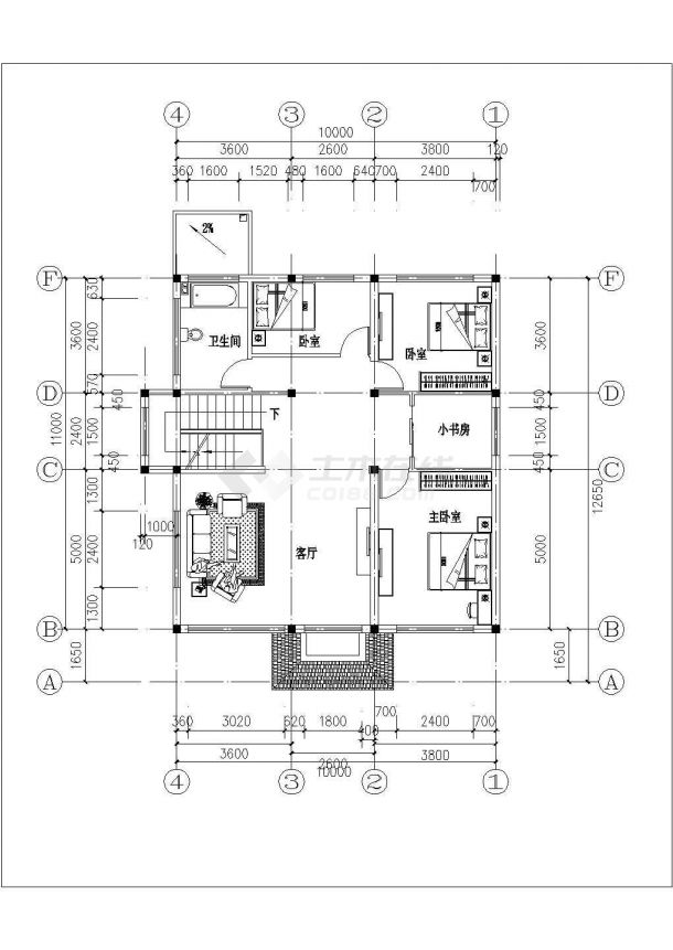 两层别墅建筑设计施工图（含效果图）-图一