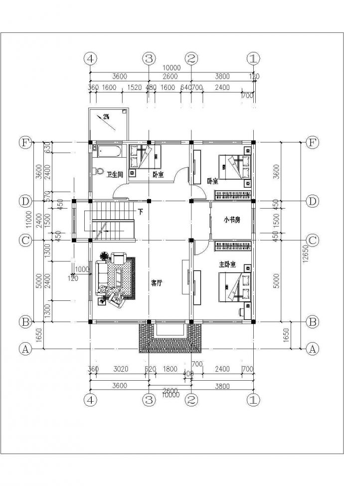 两层别墅建筑设计施工图（含效果图）_图1