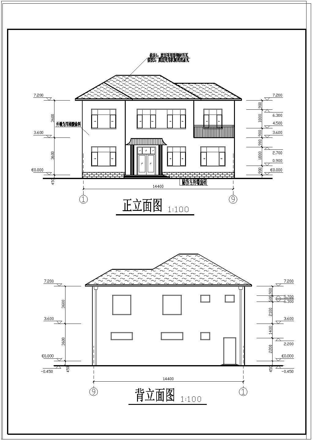 单体别墅建筑设计CAD参考图