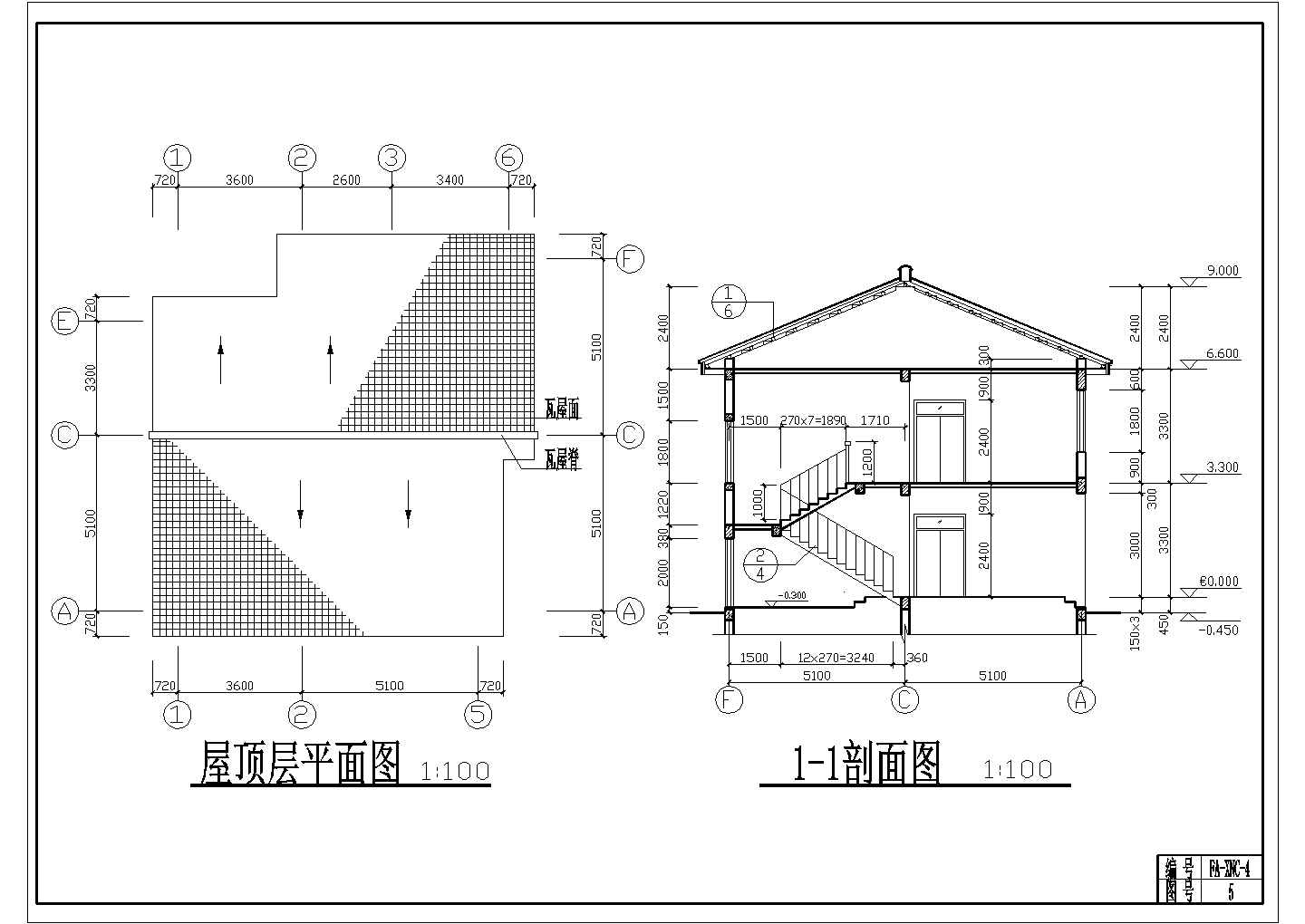 2层新农村别墅建筑cad设计施工图