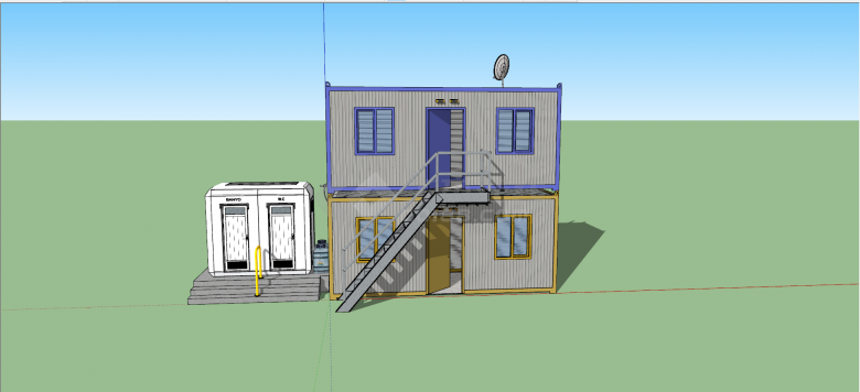 两层叠加铝合金集装箱住宅SU模型-图二
