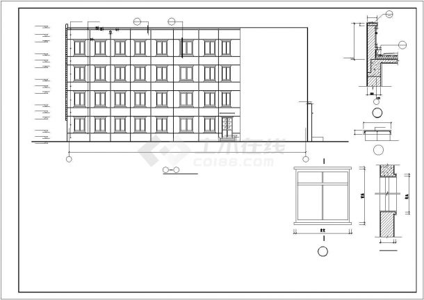 某地区综合办公楼框架结构建筑详细设计施工CAD图纸-图一