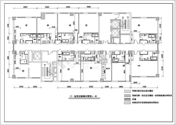 某地区星级高层宾馆建筑客房设计施工CAD图纸-图二