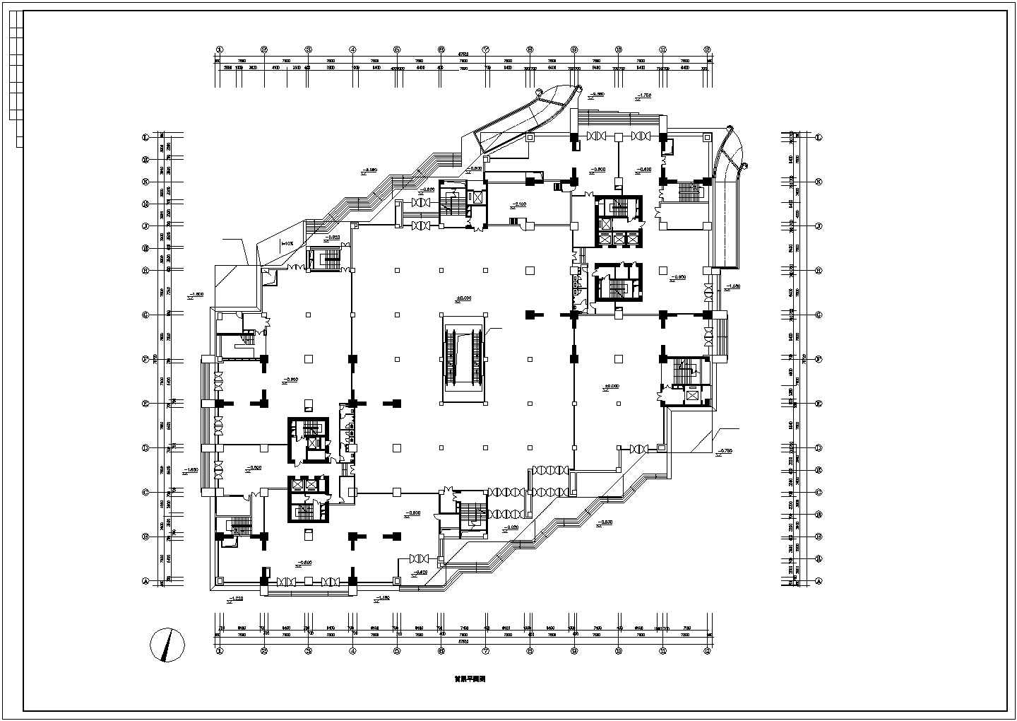 某地区大型商场建筑设计施工CAD图纸