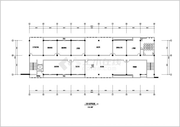 办公楼设计_西安市某五金制造厂6层办公楼建筑设计CAD图纸-图二