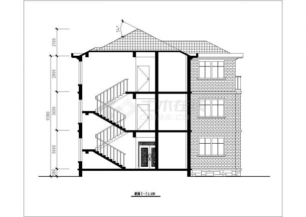 广州市杨西村某3层砖混结构私建独栋别墅平立面设计CAD图纸-图一