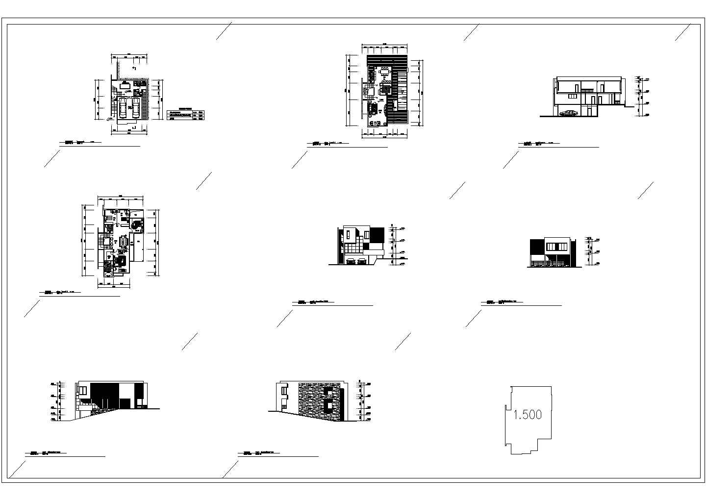 某现代风格三层别墅建筑设计施工图