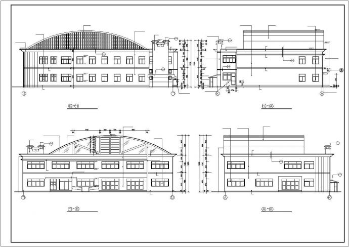 某地区二层食堂建筑设计方案施工CAD图纸_图1