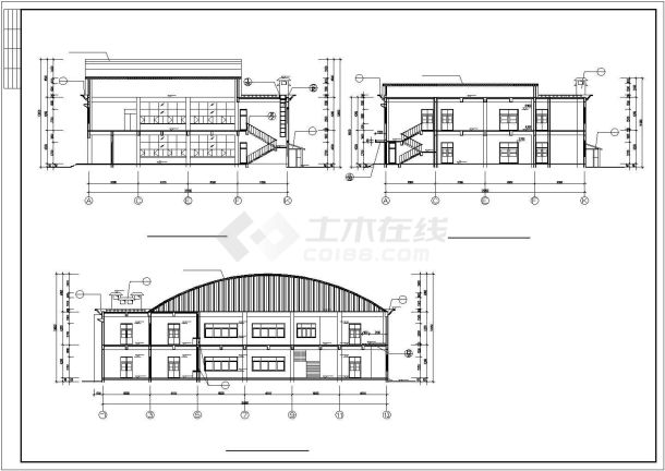 某地区二层食堂建筑设计方案施工CAD图纸-图二