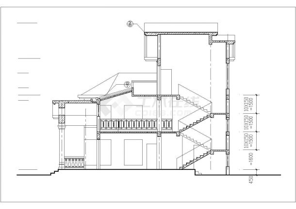 310平米3层砖混结构独栋私人别墅建筑设计CAD图纸（含水电套和结构图）-图二