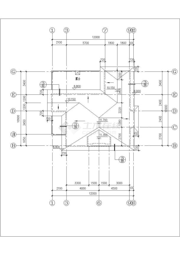 两层豪华别墅建筑设计cad施工图-图一