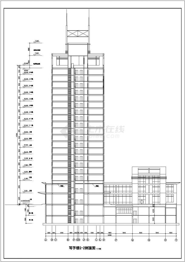某地区高层写字楼建筑设计方案施工CAD图纸-图二