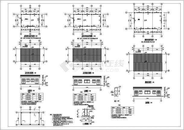 某地区工地单层活动板房建筑设计方案施工CAD图纸-图二