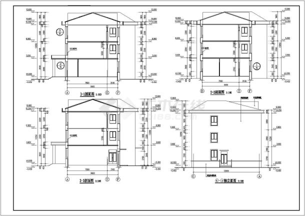 某地区三层国际幼儿园建筑设计方案施工CAD图纸-图二