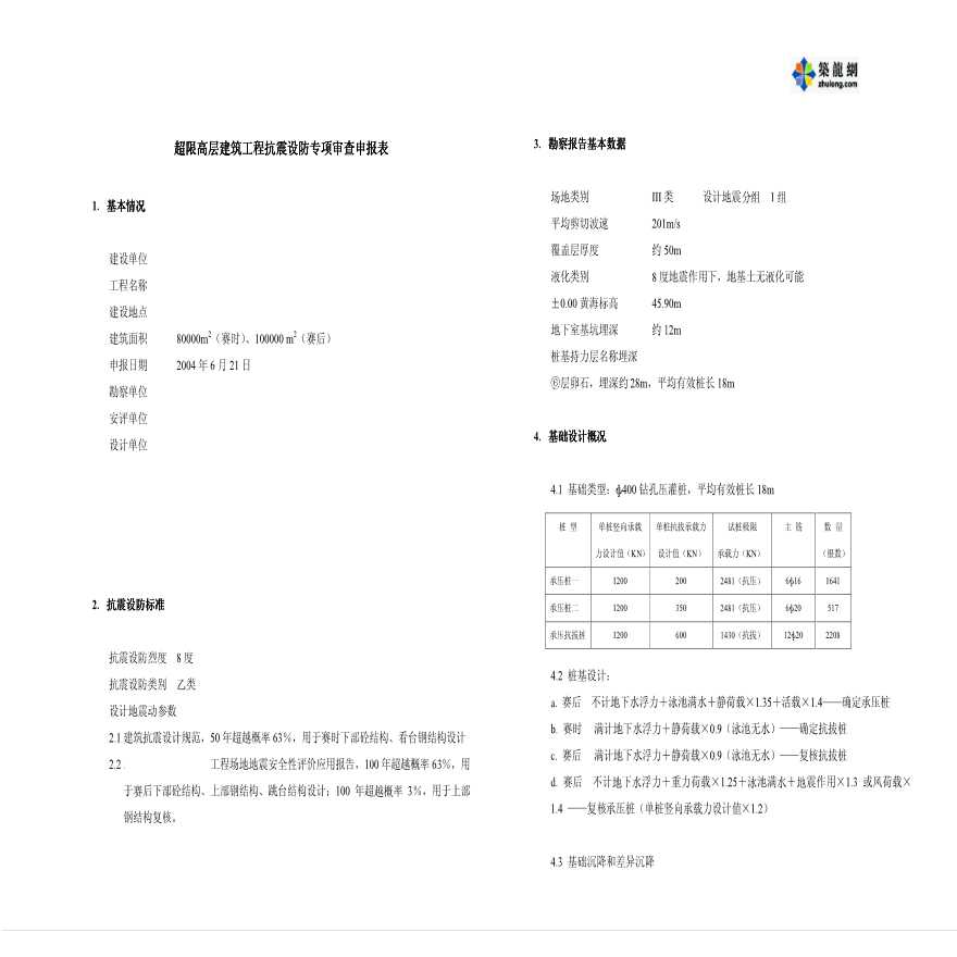 超限高层建筑工程抗震设防专项审查申报表-图一