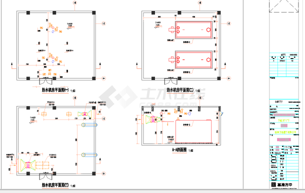 某地大型商业建筑热水机房大样图CAD图纸-图一