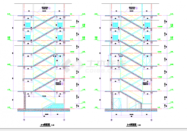 某地多层商场楼梯电梯扶梯钢结构节点详图CAD图纸-图二