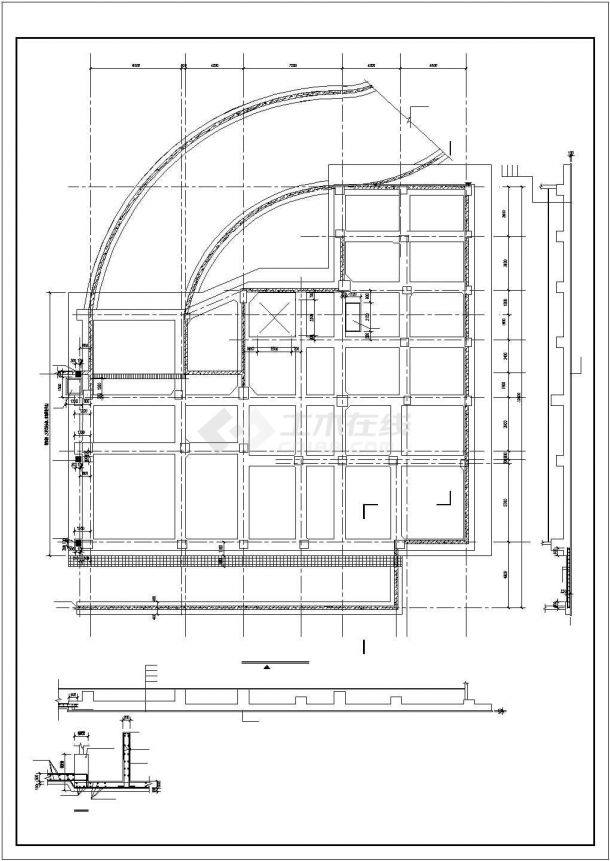 某地区带一层地下室框架结构高层办公楼设计方案施工CAD图纸-图一