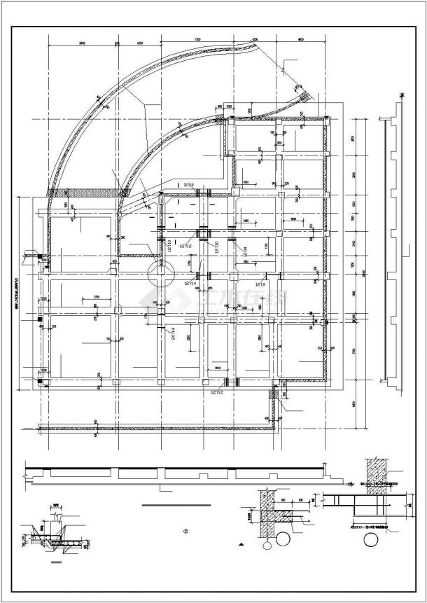 某地区带一层地下室框架结构高层办公楼设计方案施工CAD图纸-图二