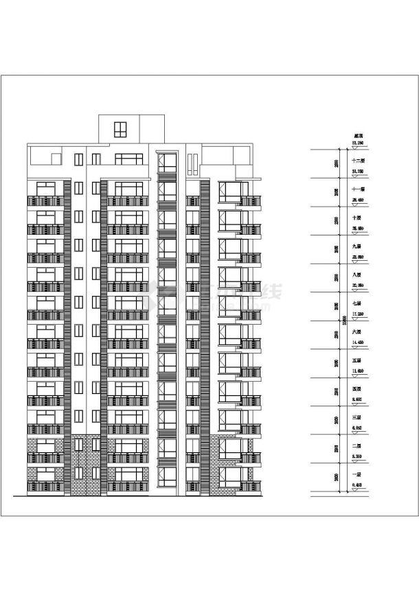 某地区点式小高层住宅楼建筑设计方案施工CAD图纸-图二