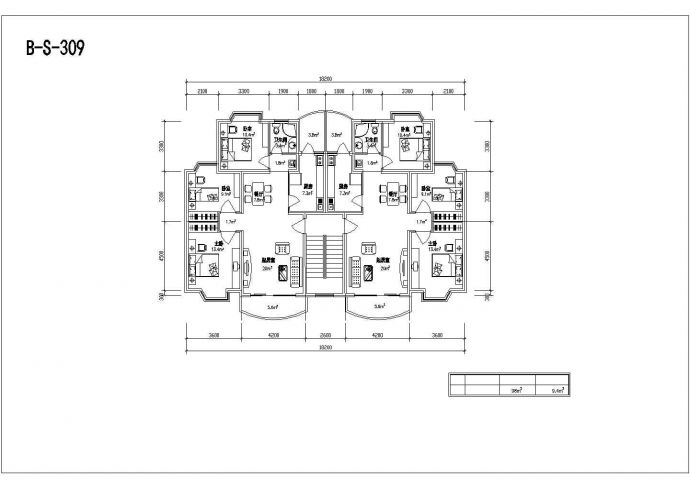 某地区多层砖混户型设计方案施工CAD图纸_图1