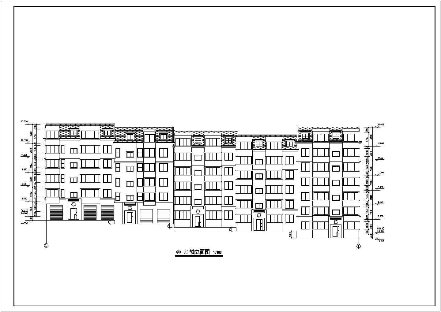 某地区多层转角楼住宅楼建筑设计方案施工CAD图纸