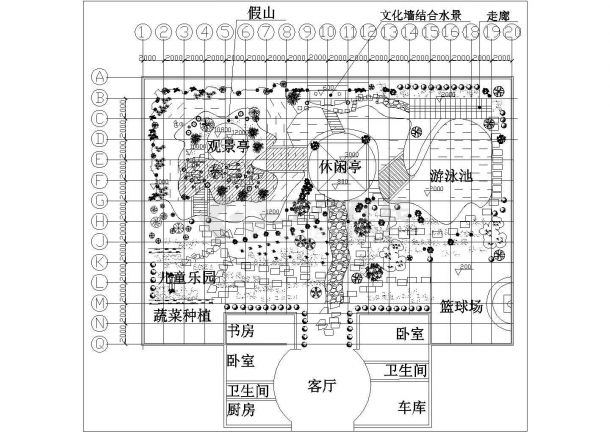 私家别墅区景观花园设计施工cad图纸，共三张-图二