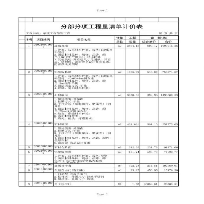 广东某法院审判楼外装饰施工工程投标报价书_图1