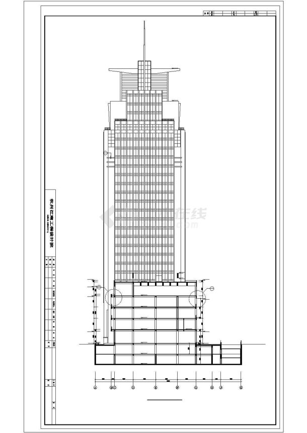 嘉兴市某3.5万平米25层商住大楼全套建筑设计CAD图纸（含总图）-图一