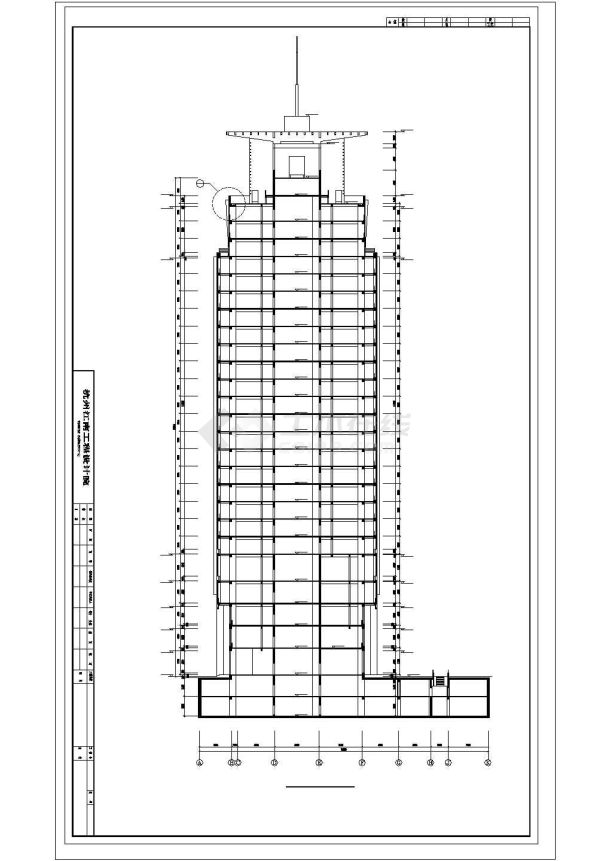 嘉兴市某3.5万平米25层商住大楼全套建筑设计CAD图纸（含总图）-图二