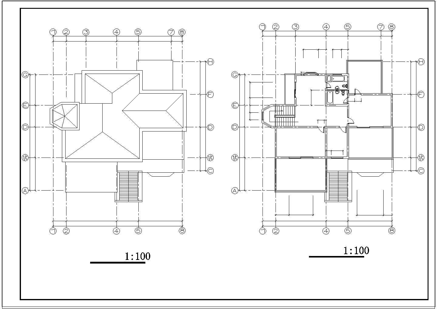 三层欧式风格别墅建筑设计施工图