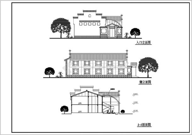湖州市某村镇700平米2层高档民居楼建筑设计CAD图纸-图二