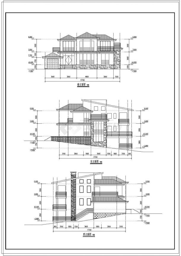 单家独院式两层半别墅建筑设计施工图-图一