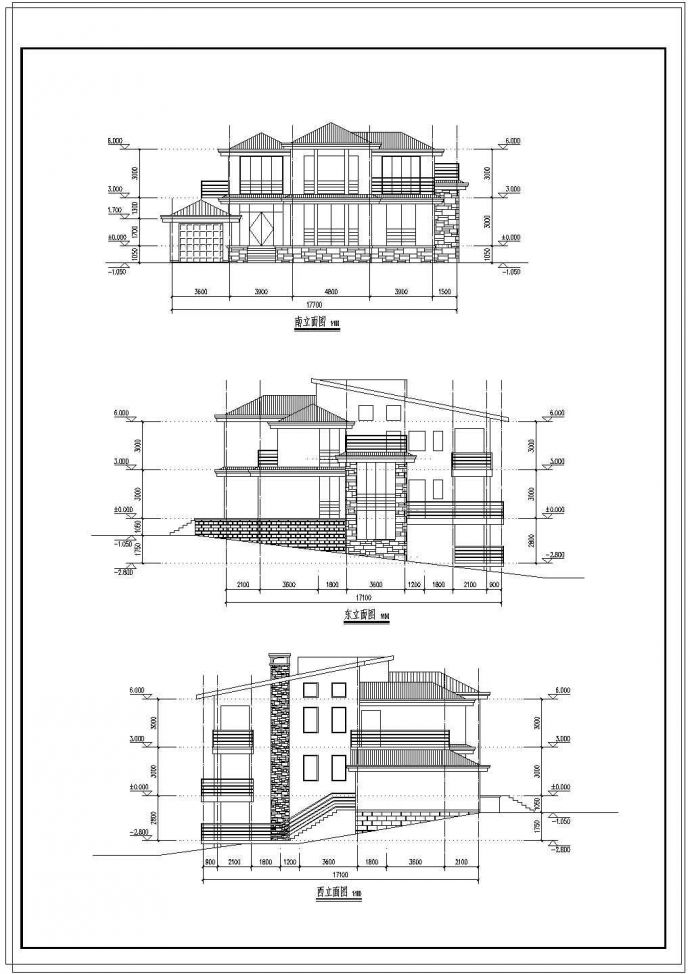 单家独院式两层半别墅建筑设计施工图_图1