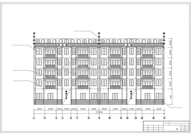 2500平米7层带马头墙商住楼建筑设计CAD图纸-图二