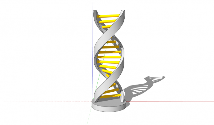 黄色DNA螺旋结构现代创意雕塑su模型_图1