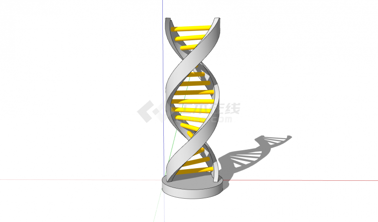 黄色DNA螺旋结构现代创意雕塑su模型-图一