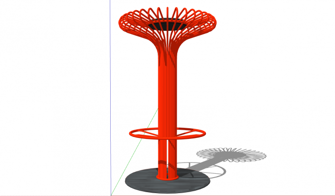 红色散开条状圆盘现代创意雕塑su模型_图1