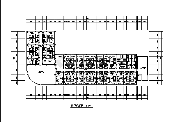 广东某8层l型宾馆综合楼建筑设计施工cad图纸