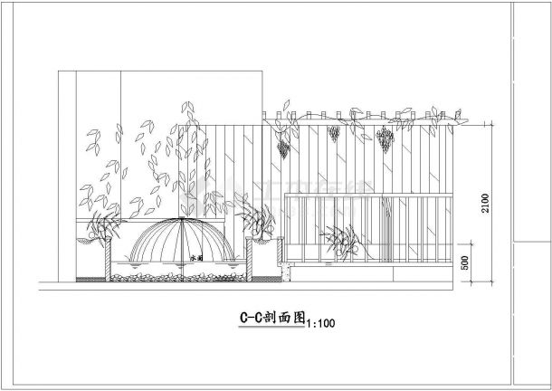 某花园绿化景观完整设计施工详细方案CAD图纸-图二