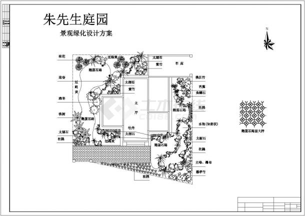 某私家别墅绿化完整设计施工详细方案CAD图纸-图一