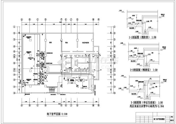 重庆某23层星级大酒店给排水系统设计CAD图纸-图一