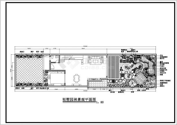 某私家别墅绿化景观完整设计施工详细方案CAD图纸-图二