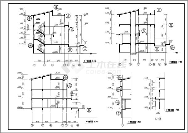 900平米三层框架结构豪华私人别墅全套建筑设计CAD图纸（含地下室）-图二