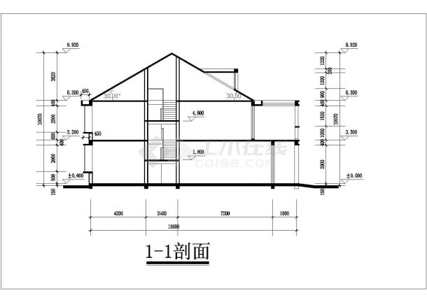 西宁市某现代村镇2层砖混结构民居别墅楼建筑设计CAD图纸（含结构图）-图二