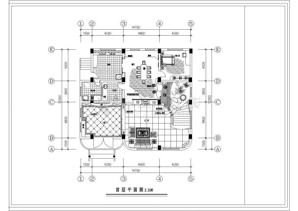 石首市某两层别墅装修方案施工CAD布置图-图一
