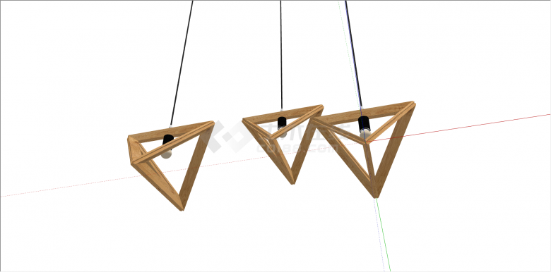 现代木制三角形吊灯su模型-图二