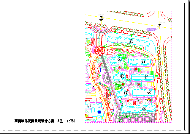 莱茵半岛花园小区景观设计cad总平面方案图纸（标注详细）_图1
