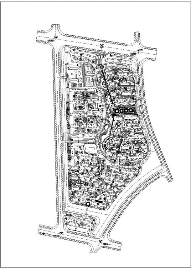莱茵半岛花园小区景观设计cad总平面方案图纸（标注详细）-图二