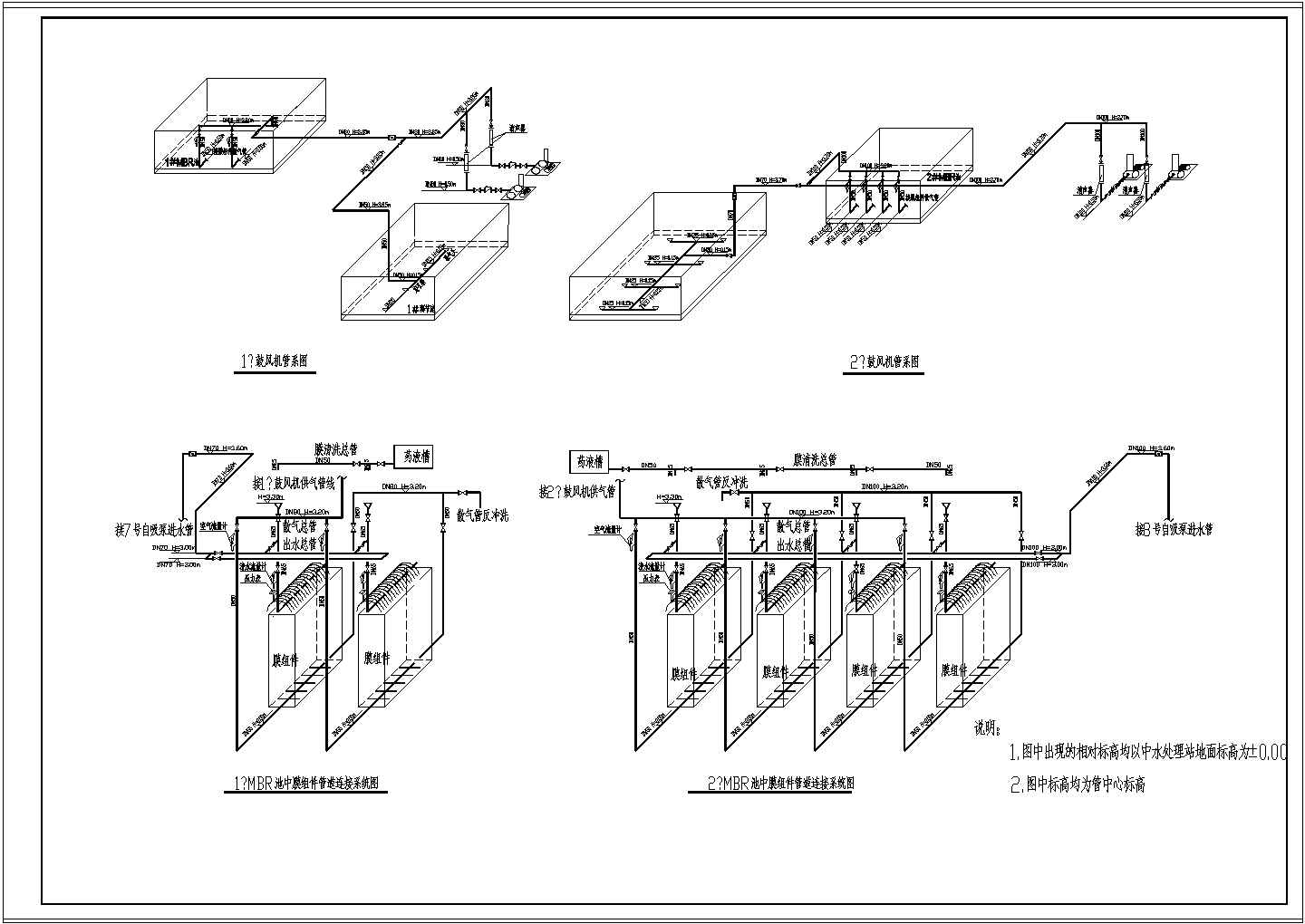 膜处理中水系统工程设计cad图纸